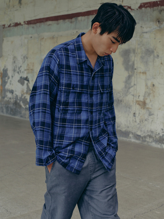 Reverse Check Shirt Blue_F243ST01