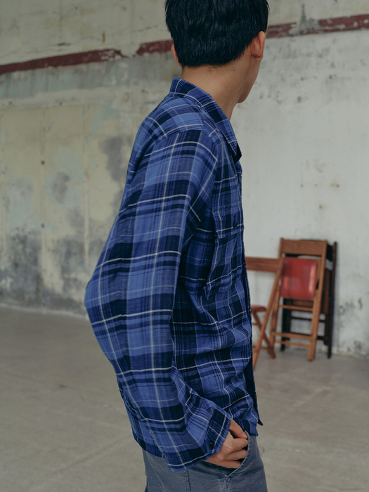 Reverse Check Shirt Blue_F243ST01