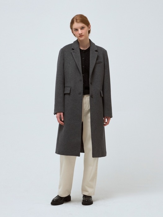 cashmere wool single coat - dark gray