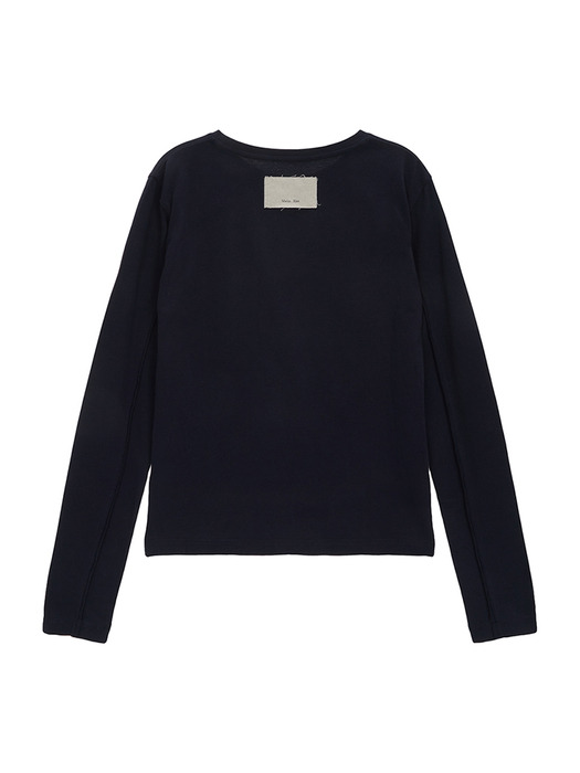 DIAGONAL SLIMFIT LONG SLEEVE TOP IN NAVY