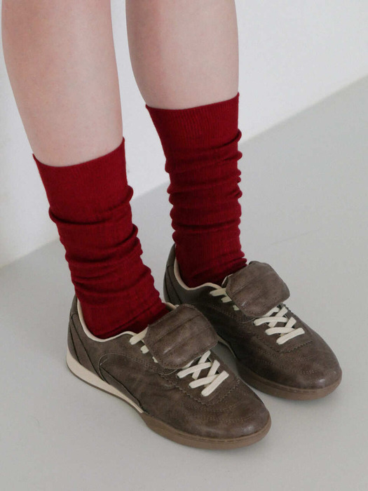 wool loose middle socks - red melange