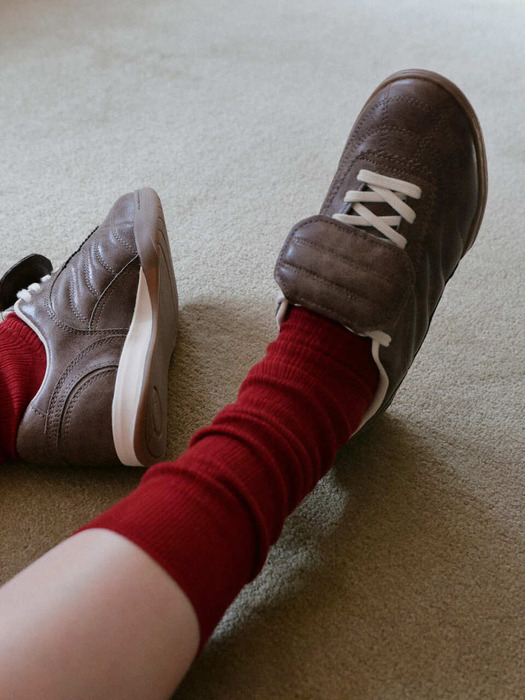 wool loose middle socks - red melange