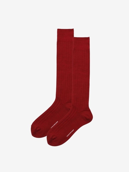 wool loose middle socks - red melange