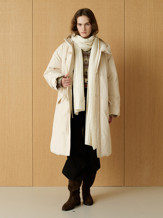 Hooded Long Goose Down(Cream)