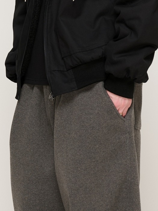 WOOL WIDE STRING SWEAT PANTS (CHARCOAL)