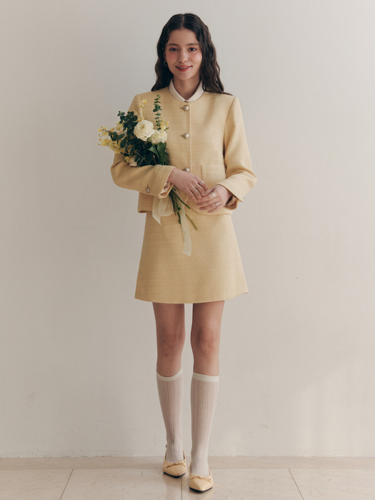 [긴소매&반소매ver.]크리미 트위드 자켓 / 버터 옐로우