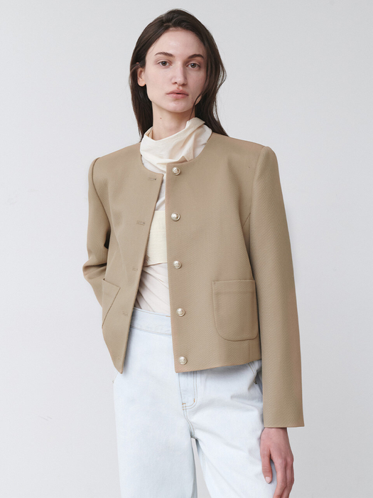 Collarless Twill Jacket SW5SJ111-96