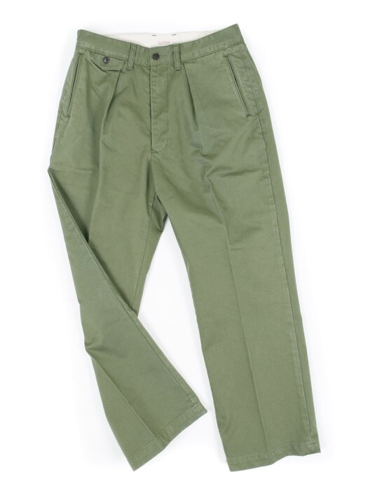 WIDE OFFICER CHINO TROUSERS[OLIVE GREEN]