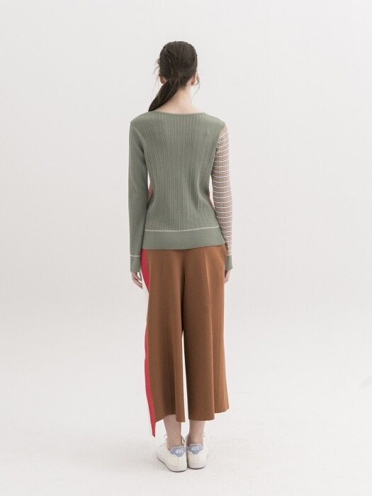 Color-Block Ribbed Pullover - PINK