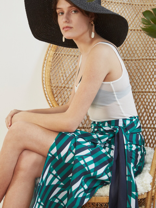 sailing printed wrap skirt