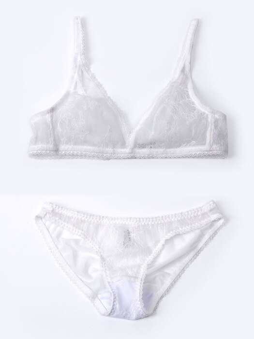 Lace Fullcup Bralette Blanc Set (풀컵 브라렛 블랑 세트)