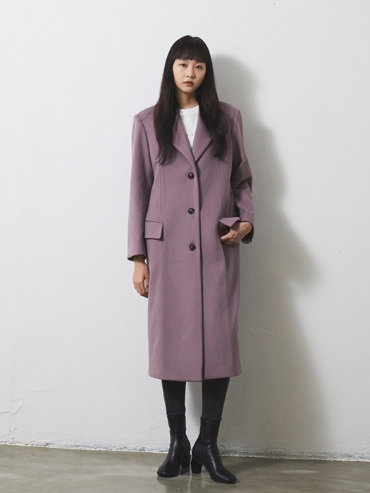 SINGLE BREASTED LONG COAT / PINK