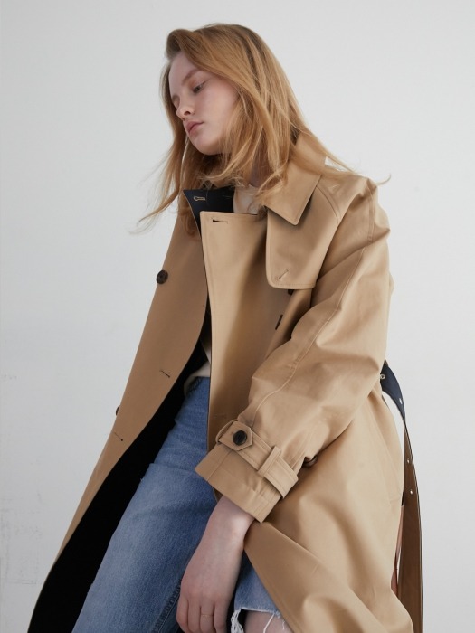 19 SPRING_Light Beige Double-Breasted Trench Coat    