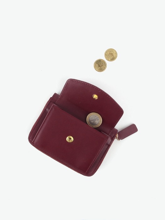 REIMS W016 Zipper poket Wallet Burgundy