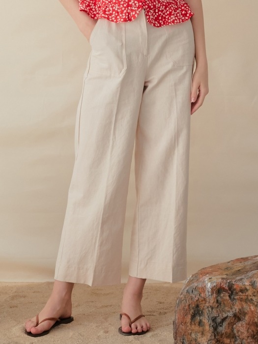 monts953 stitch linen pants (beige)