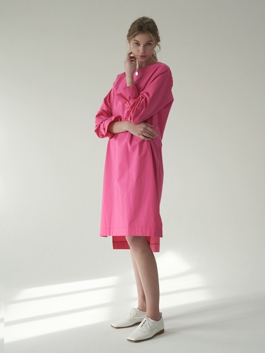 Sleeve buckle dress_Pink