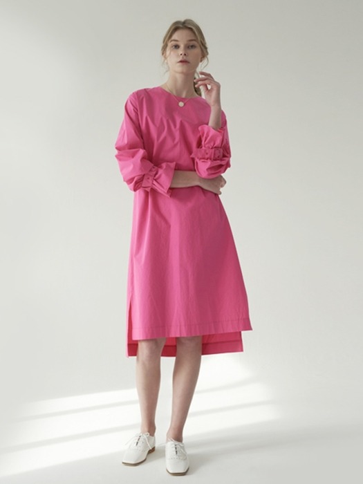 Sleeve buckle dress_Pink