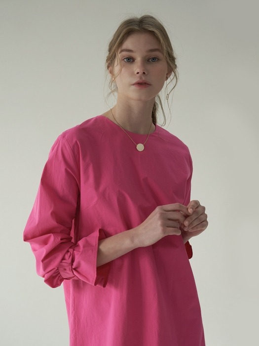 Sleeve buckle dress_Pink