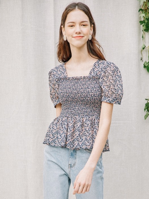 Summer Bloom Blouse_Navy