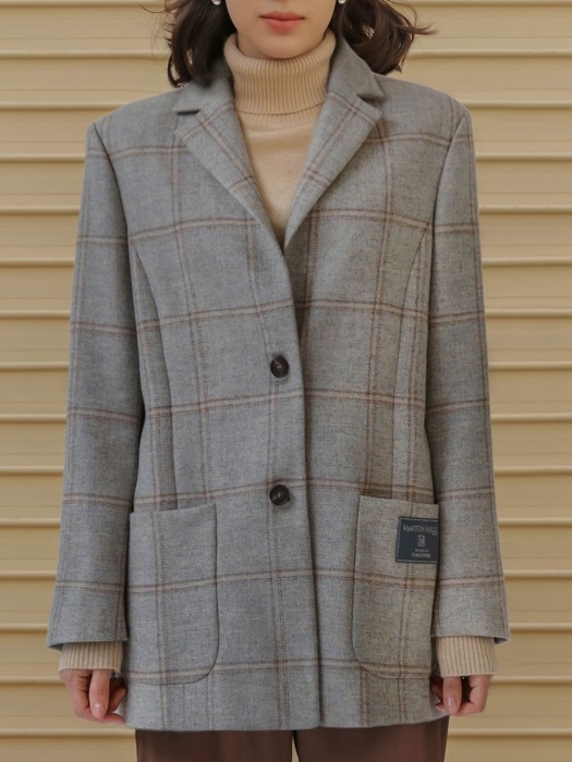 002 Marton Mills wool check jacket [BK]