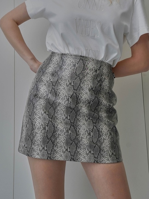Python Faux Leather Skirt Grey