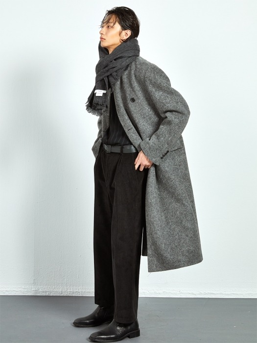 CHARCOAL wool clasic long doublebleast coat(KJ035) 