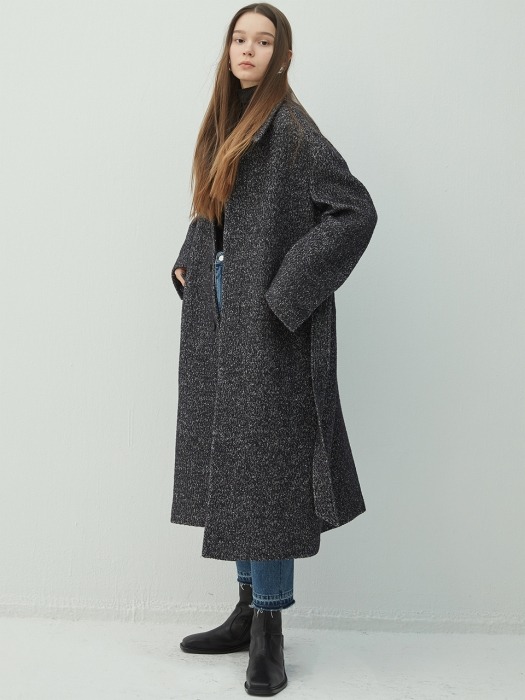 CHARCOAL wool oversized drop shoulder long maccoat(KJ040)