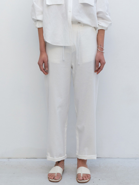 side pocket pants (white)