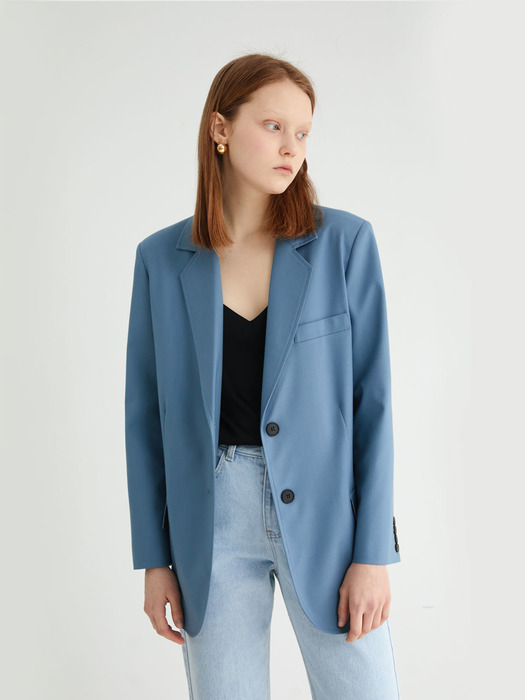 20 SPRING_Vintage Blue Single-Breasted Jacket  