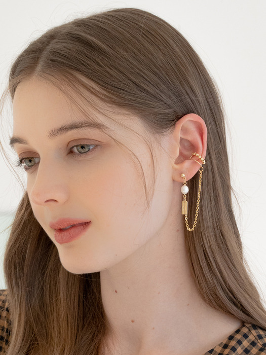 Modern ball earcuff earrings