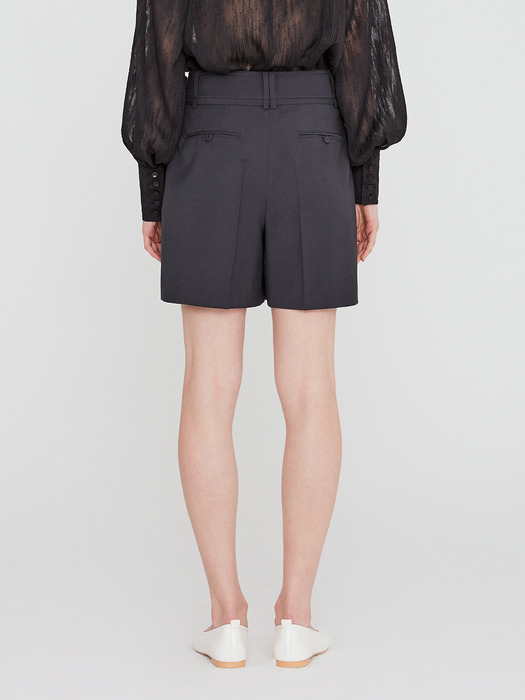 20SS TAILORED SHORTS WITH BELT DETAIL - DEEP GREY