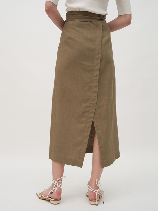 TTR LINEN BELTED HIGHWAIST SKIRT 2COLOR