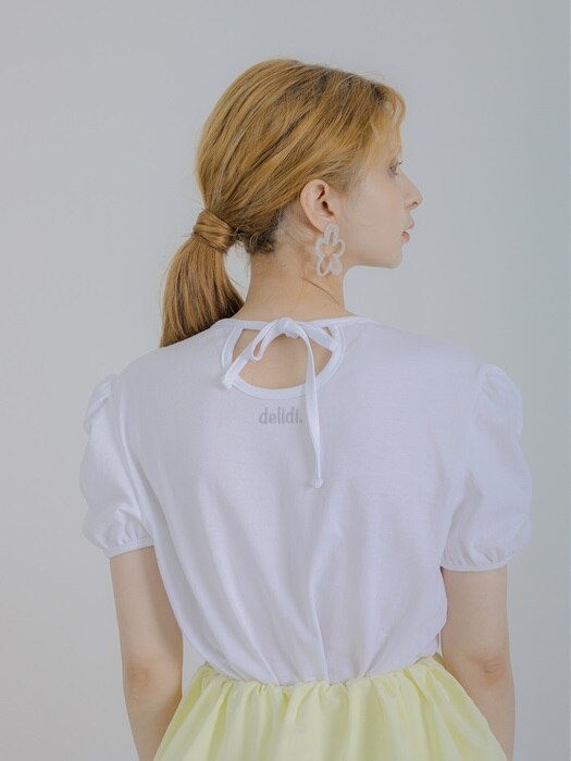 Comely shirring crop T-shirt (white)