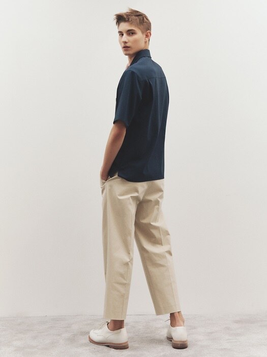 Camp-Collar  Shirt + Lightweight Cotton Wide-leg Trousers SET