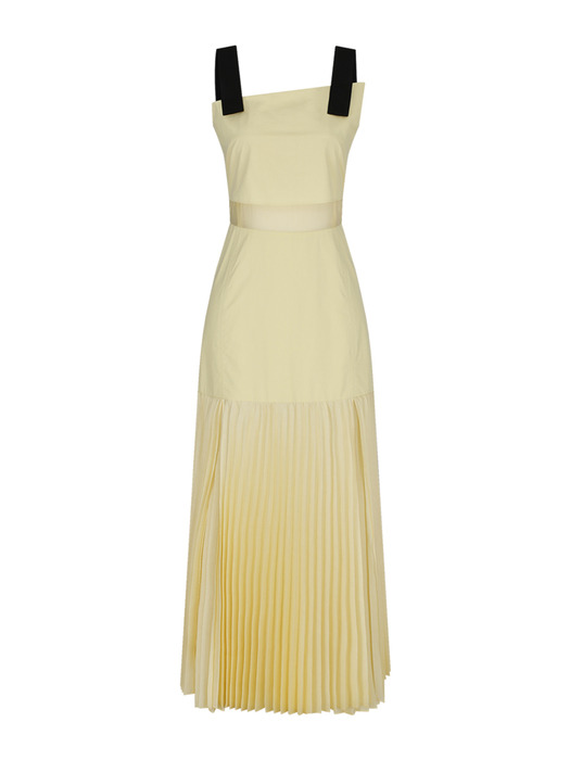 Bustier pleated dress_Citrus yellow