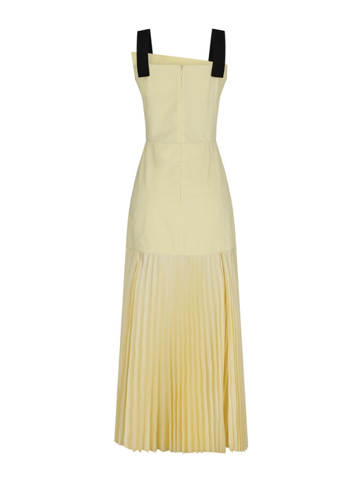 Bustier pleated dress_Citrus yellow