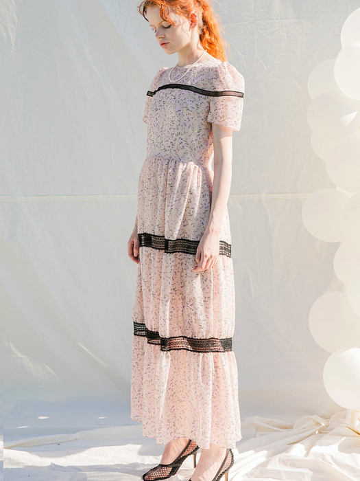 Kate Lace Trim Long Dress_Pink