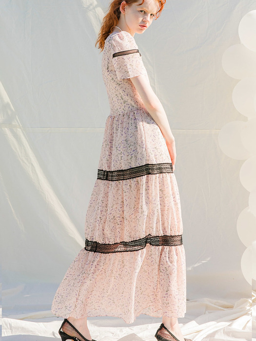 Kate Lace Trim Long Dress_Pink