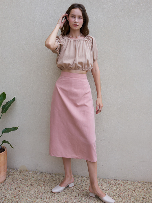 LTG4 MIDI SKIRT(CORAL)