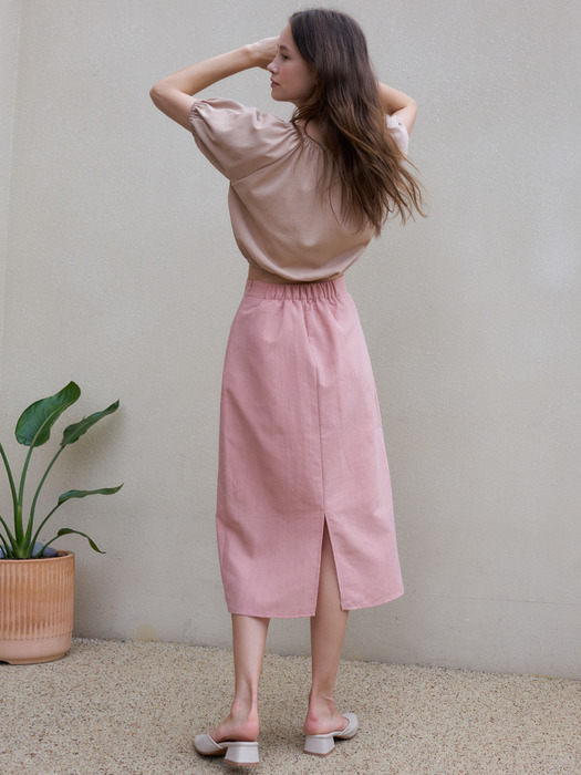 LTG4 MIDI SKIRT(CORAL)