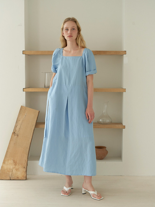 Square Linen dress - Blue