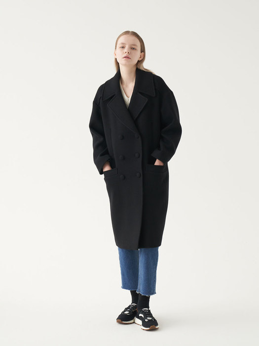 20 Fall_Black Wool Double-Breasted Coat 