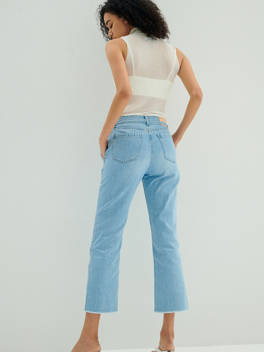 Mid-rise Regular Belted Jeans_Blue