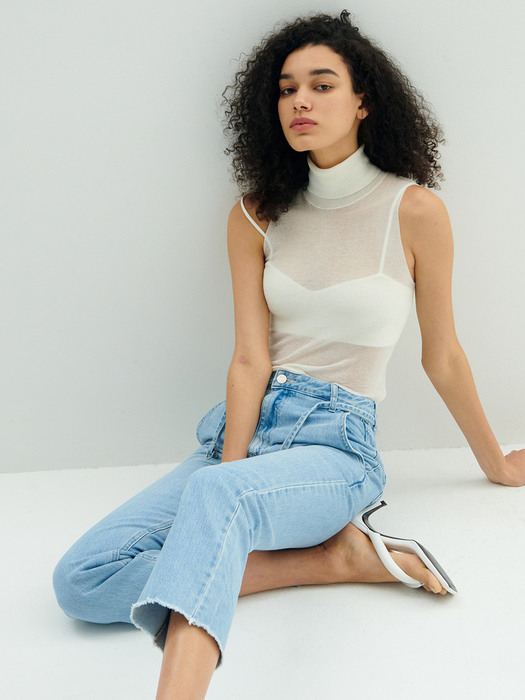 Mid-rise Regular Belted Jeans_Blue