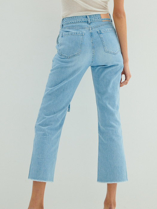 Mid-rise Regular Belted Jeans_Blue