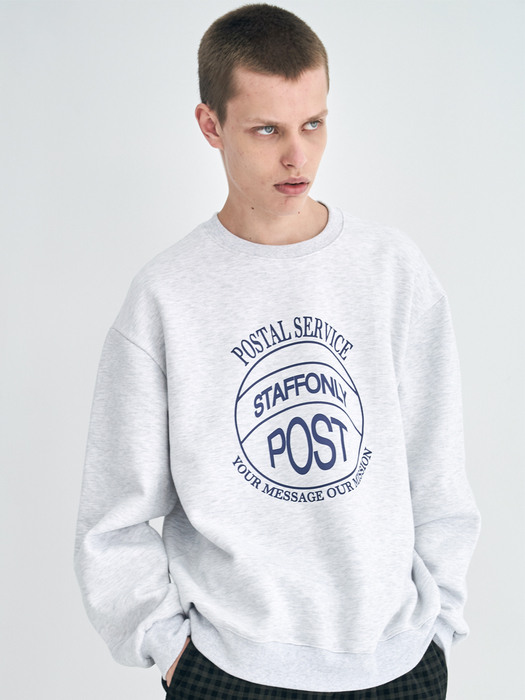 STAMP-FRONT SWEATSHIRT (MELANGE WHITE)