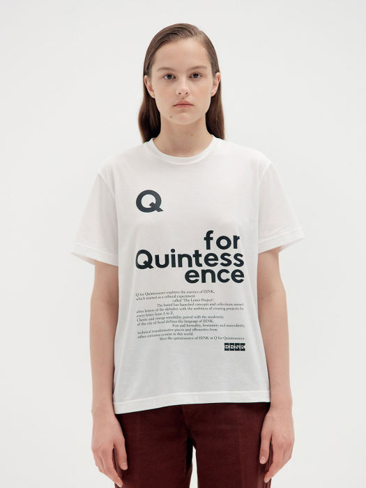 QUINNY Q for Quintessence Text Printed T-shirt - White