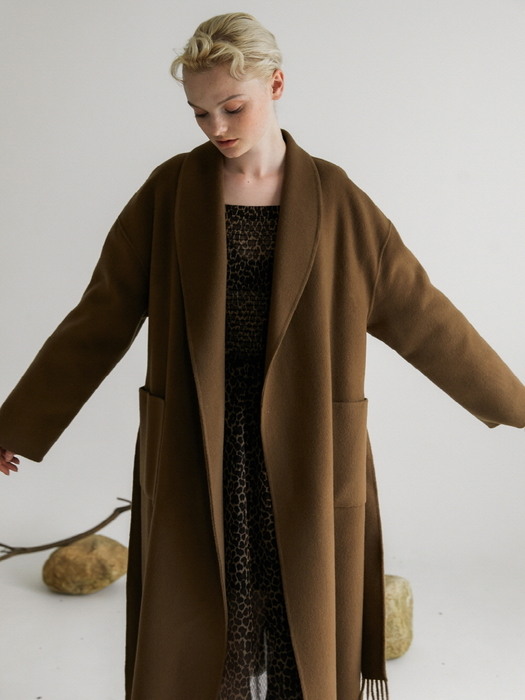 Handmade Wool Long Coat_Khaki Brown