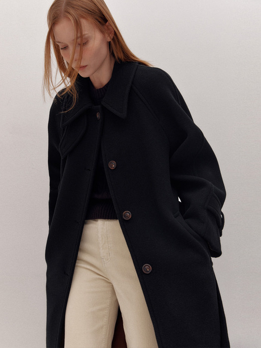 CASHMERE WOOL SINGLE COAT (BLACK)