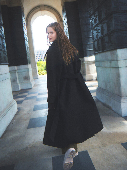 CASHMERE WOOL SINGLE COAT (BLACK)